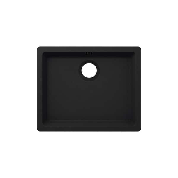Unbranded Quartz 21.50 in. Drop-In/Undermount Bar Sink in Black