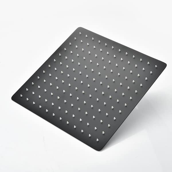 Tahanbath 1-Spray Patterns with 2.5 GPM 12 in. Wall Mount Rain Fixed Shower Head in Matte Black