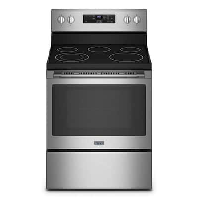 Maytag 30 in. 5.3 cu.ft. Single Oven Electric Range in Stainless Steel  MER4600LS - The Home Depot