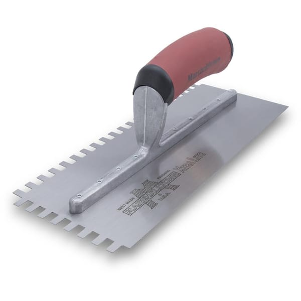 MARSHALLTOWN 11 in. x 3/16 in. x 1/8 in. Square Notched Flooring Trowel with Durasoft Handle