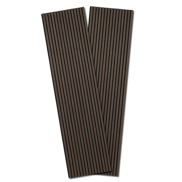 Walnut Wood Finish 4/5" x 7-7/8 ft. x 2 ft. Acoustic MDF Decorative Wall Paneling 3D FlutedSoundAbsorbing Panel (2-PCS)