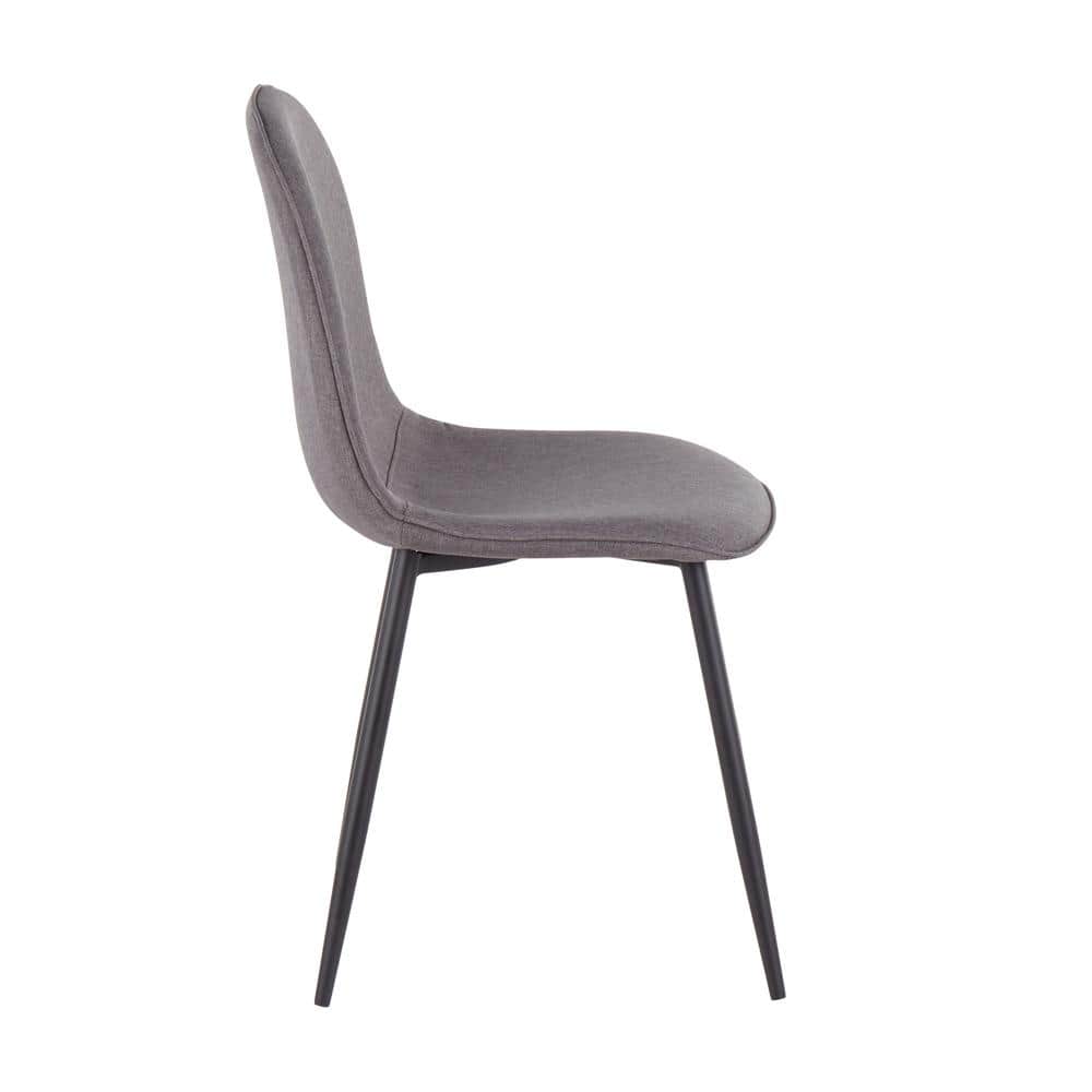 High Back Black Steel and Charcoal Fabric Side Chair