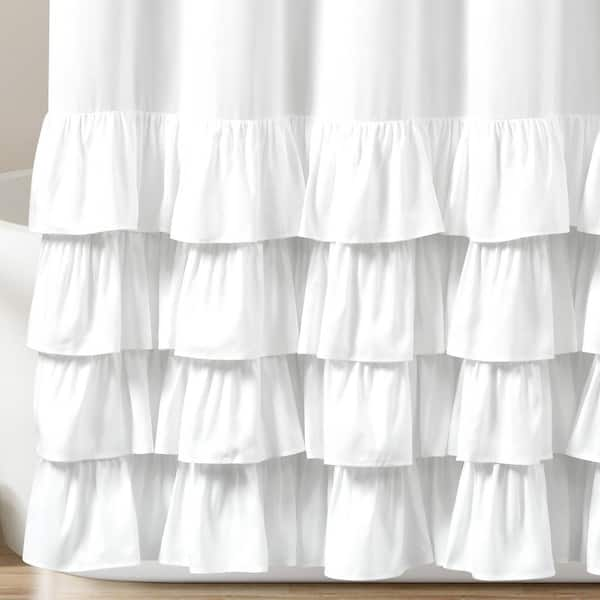 Lush Decor 72 in. x 72 in. Allison Ruffle Shower Curtain White