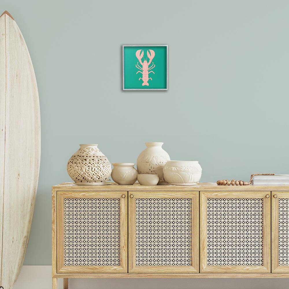 Minimal Pink and Green Lobster by Sazerelli Designs Gray Framed Animal Giclee Art Print 12 in. x 12 in. price history on PriceWatchPro