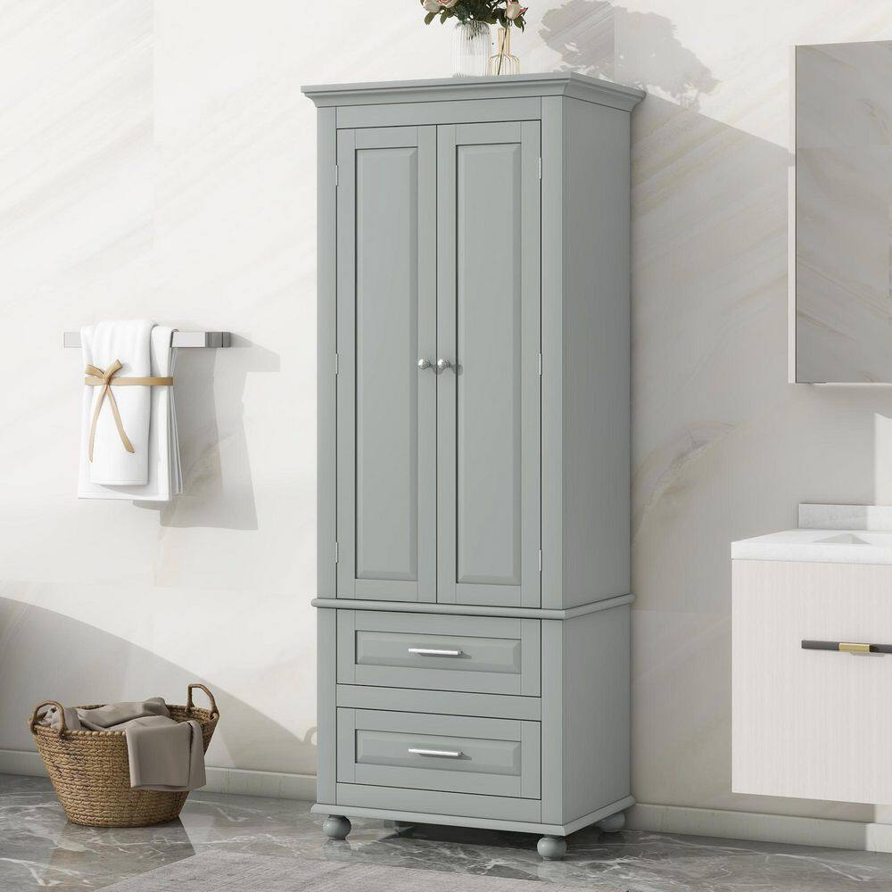 24 in. W x 16 in. D x 63 in. H Gray Freestanding Linen Cabinet price history on PriceWatchPro