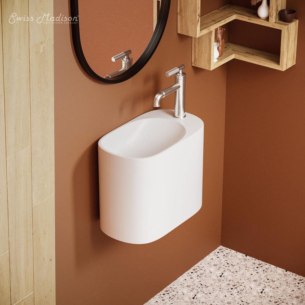 Terre Matte White Ceramic Wall-Mount Bathroom Sink