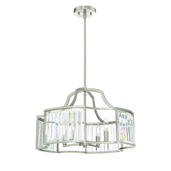 Home Decorators Collection 4-Light Satin Nickel Convertible Pendant/Semi Flushmount