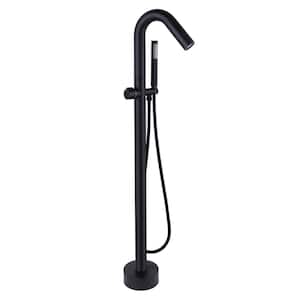 Single-Handle Floor-Mount Freestanding Tub Faucet Filler with Hand Shower in. Matte Black