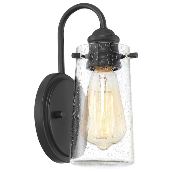 Kira Home Rayne 5 in. 1-Lights Matte Black Modern Bathroom Vanity Light