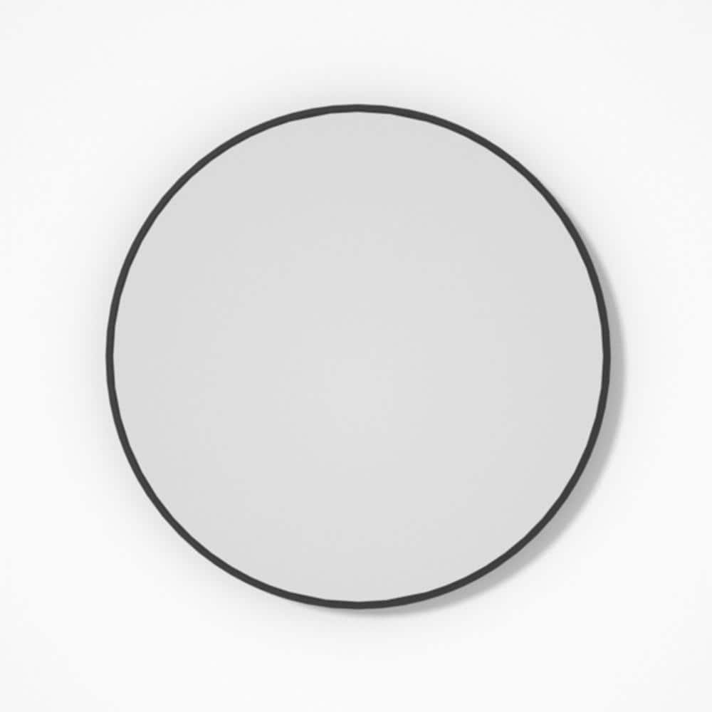 Hermitage Bath Tanx 24 In W X 24 In H Round Framed Wall Bathroom   Matte Black Hermitage Bath Vanity Mirrors Hbrm 24mb 64 1000 