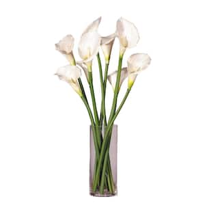 24 in. White Artificial Calla Lily Floral Arrangements in Pot