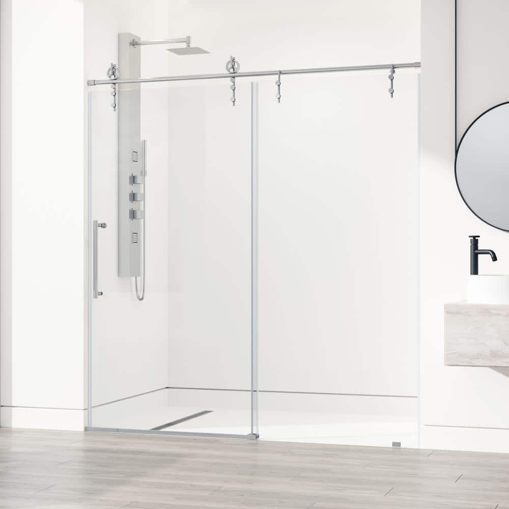 Hamilton 56-60" Chrome Frameless Sliding Shower Door with Clear Glass