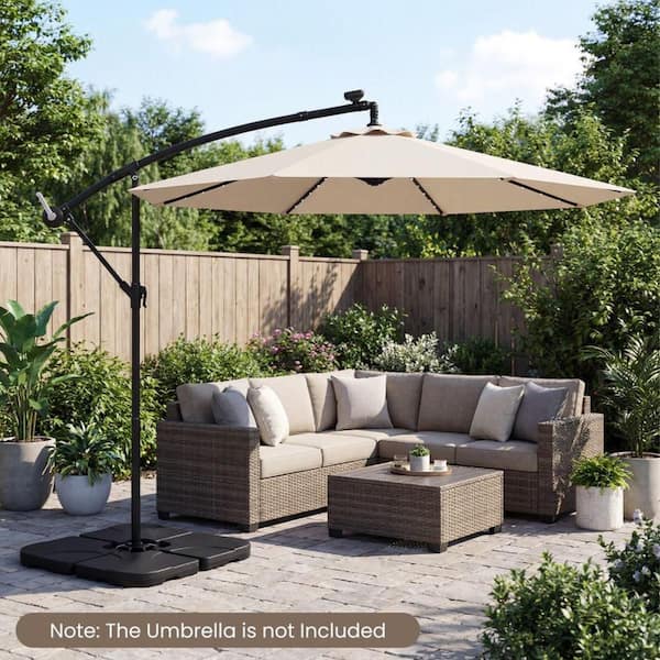 4 piece patio umbrella base Heavy-Duty Cantilever Enhance Your Patio Setup 4-Piece Water or Sand Patio