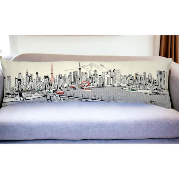 Cream Solid Polyester 14 in. x 46 in. Throw Pillow