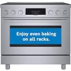 800 Series 36 in. 3.7 cu. ft. 5 Element Electric Industrial Style Induction Range with Convection Pro in Stainless Steel