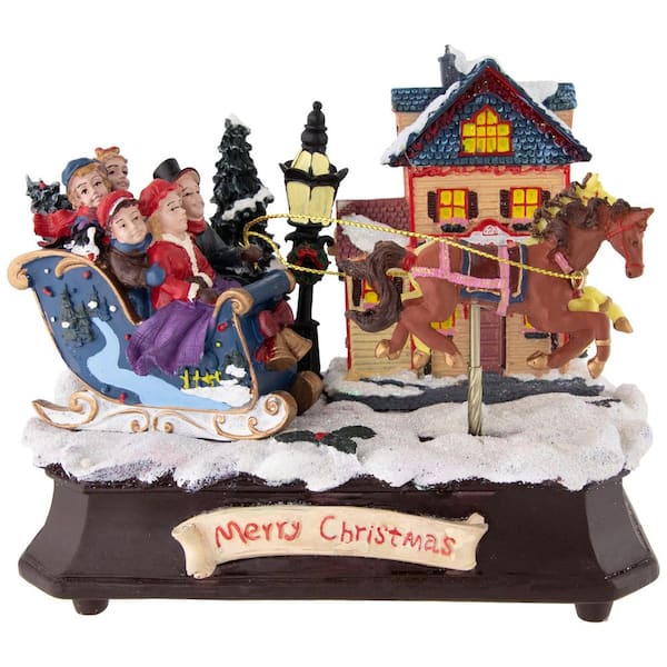 Animated and Musical Christmas Sleigh Decoration-6.25"