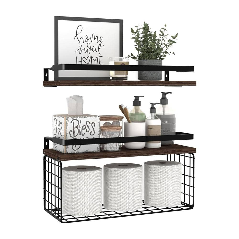 Cubilan 15.7 in. W x 5.9 in. D x 0.6 in. H Black Decorative Wall Shelf, 4  Plus 1 Tier Floating Shelves MJTZ03 - The Home Depot