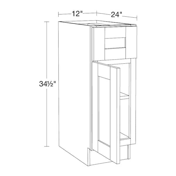 Contractor Express Cabinets Arlington Veiled Gray Plywood Shaker Stock Assembled Base Kitchen Cabinet Soft Close 12 in W x 24 in D x 34.5 in H