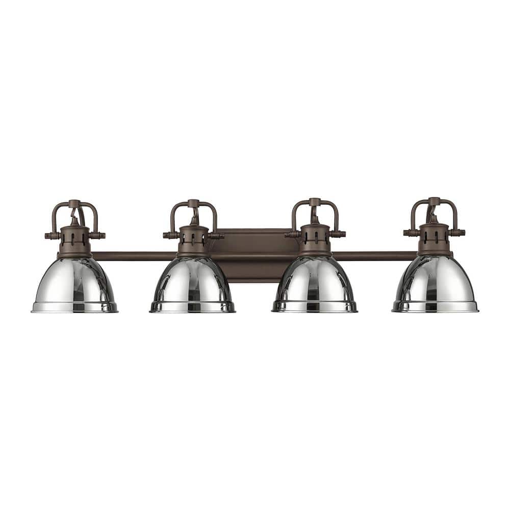 Duncan 8.25 in. 4-Light Rubbed Bronze Vanity Light with Silver Shade price history on PriceWatchPro