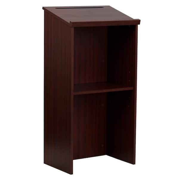Flash Furniture 23 in. Dark Brown Rectangular Standing Desks with Shelf