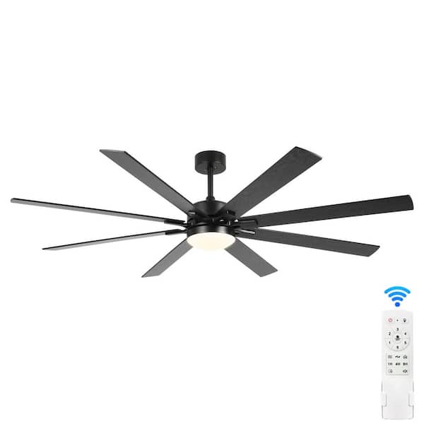 72 in. Black Indoor Ceiling Fan with Light Remote Control, Quiet DC Motor 8-Blade Ceiling Fans 6-Speed Levels