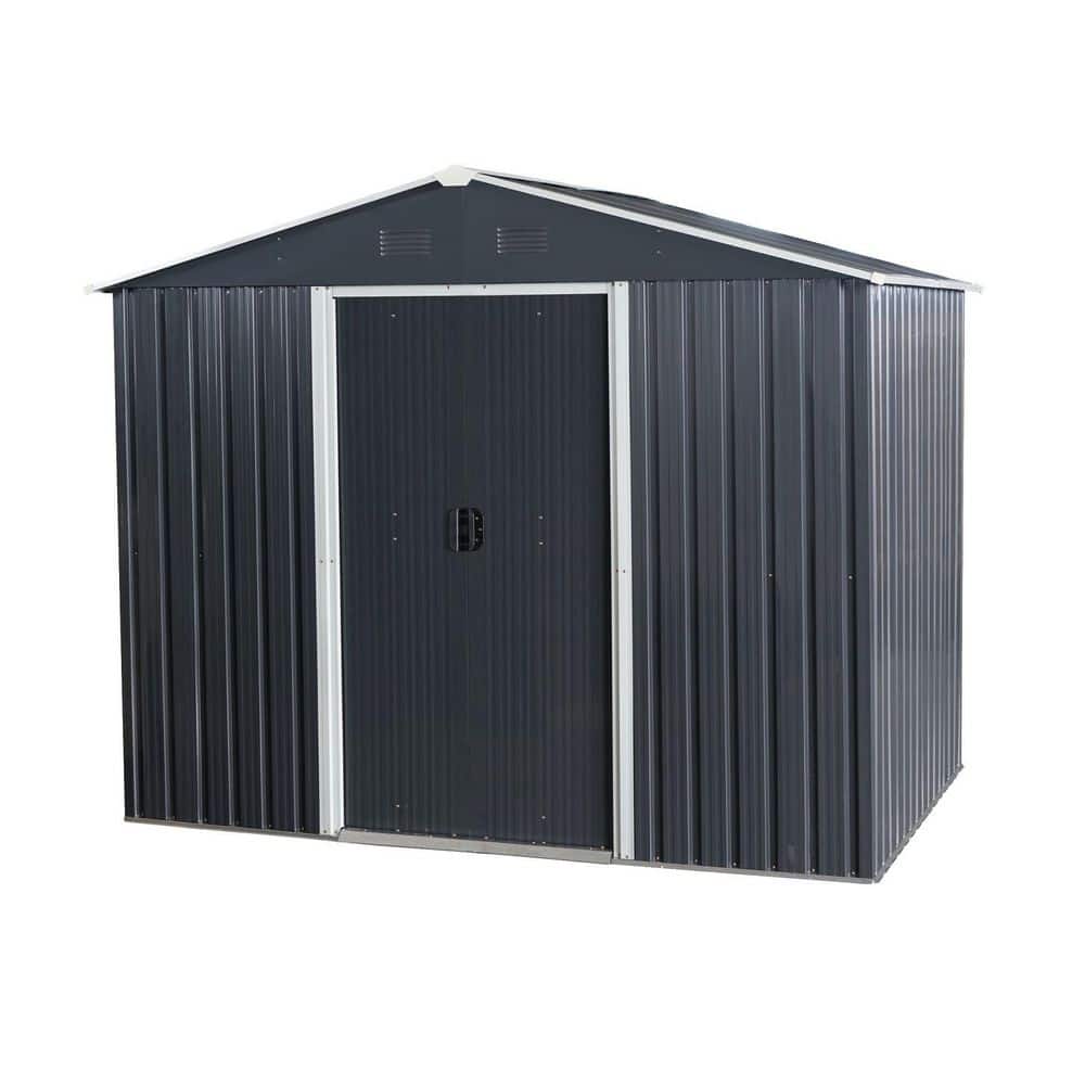 Outdoor Storage Shed 8 ft. W x 6 ft. D Metal Shed with Foundation Black (48 sq. ft.) price history on PriceWatchPro