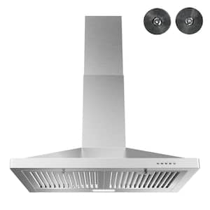 30 in. Luttuni Convertible Wall Mount Range Hood in Brushed Stainless Steel,Baffle Filters,Push Button Control,LED Light