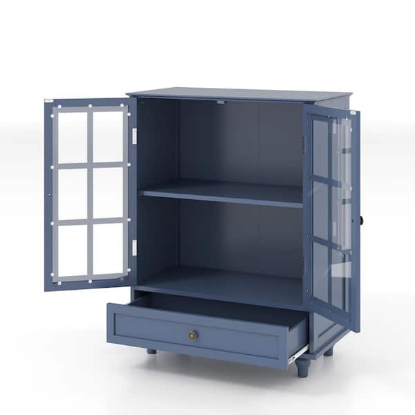28 in. W x 15 in. D x 36.22 in. H Bathroom Blue Linen Cabinet