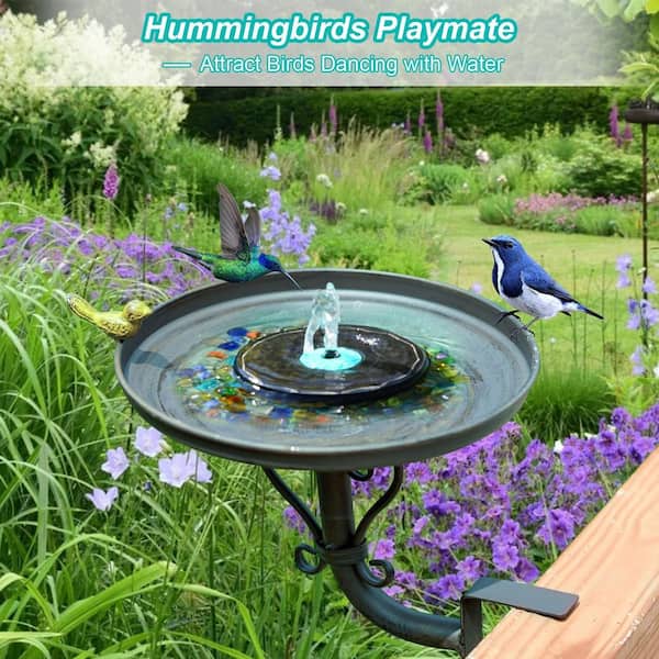 Phewnyzo Upgrade Cyan Flower Solar Water Feature Fountain Pump