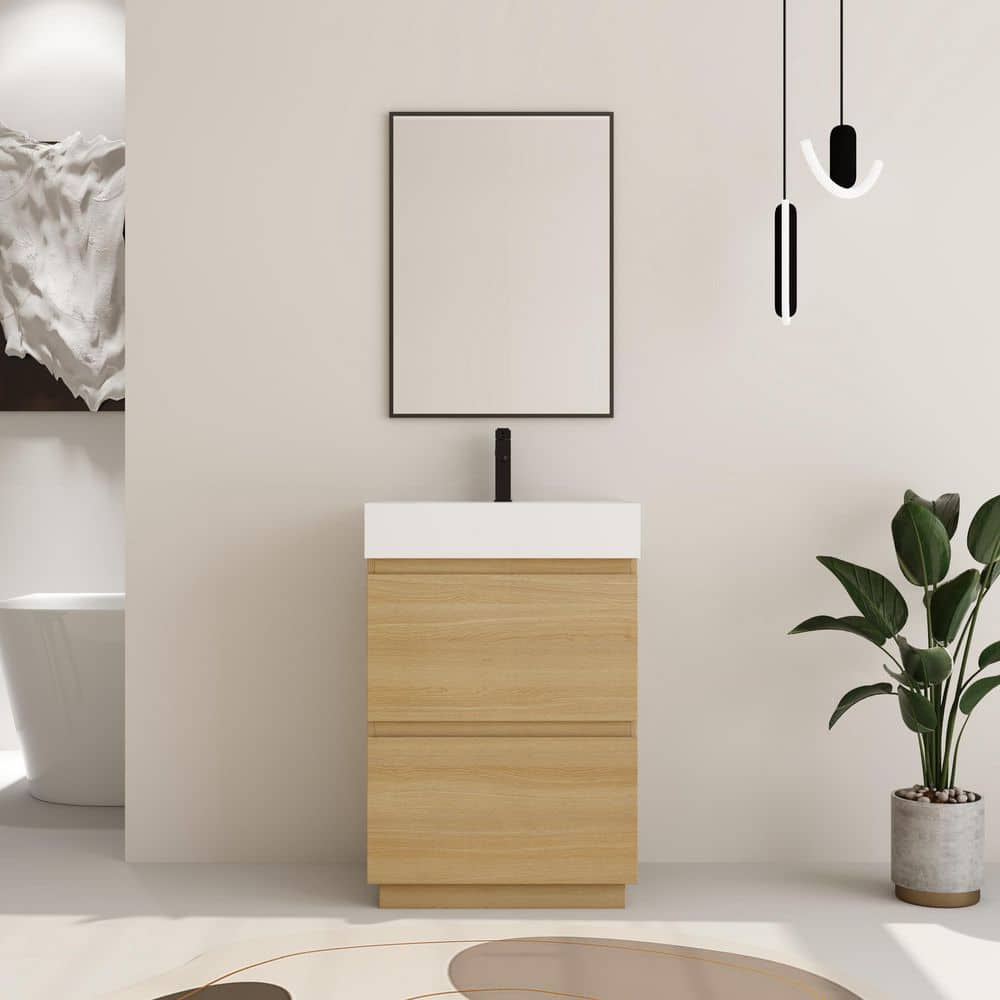 23.62 in. W x 18.11 in. D x 35.35 in. H Freestanding Bath Vanity in Light B