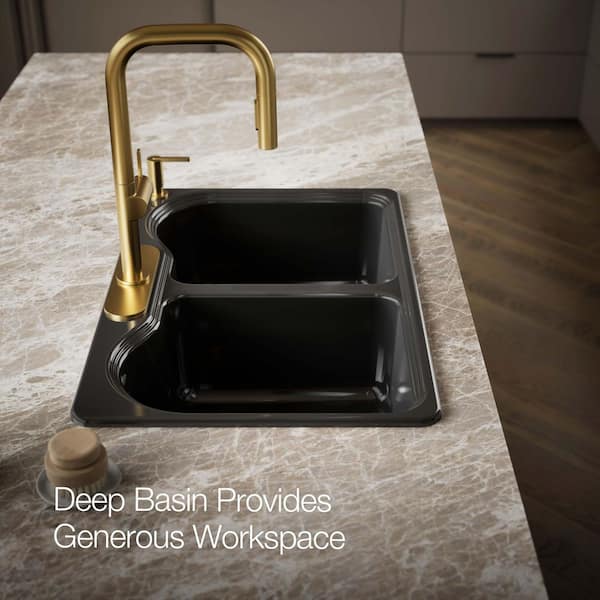 KOHLER Hartland Drop-In Cast Iron 33 in. 4-Hole Double Bowl
