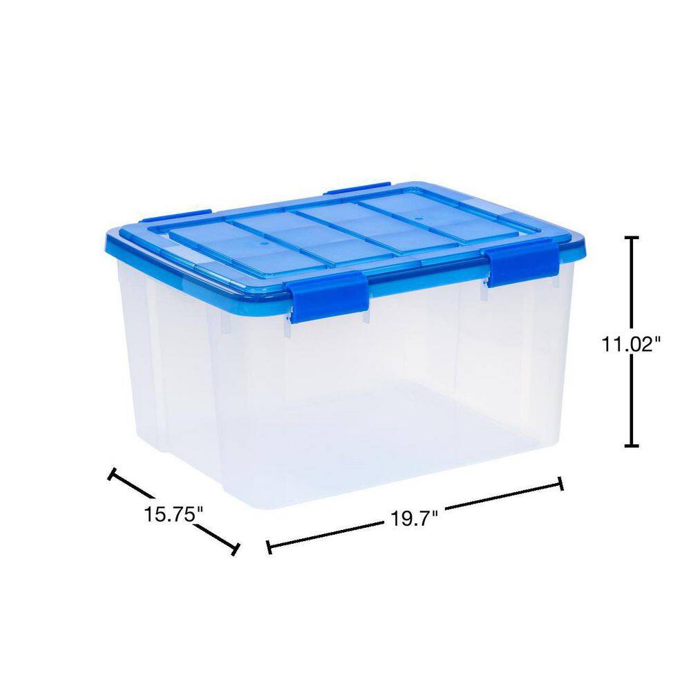 Set of 4 Clear Blue 44 Quart Stackable Storage Bins