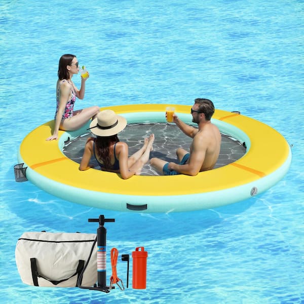 Summer Float Series 8 ft. Inflatable Yellow Water Hammock Dock