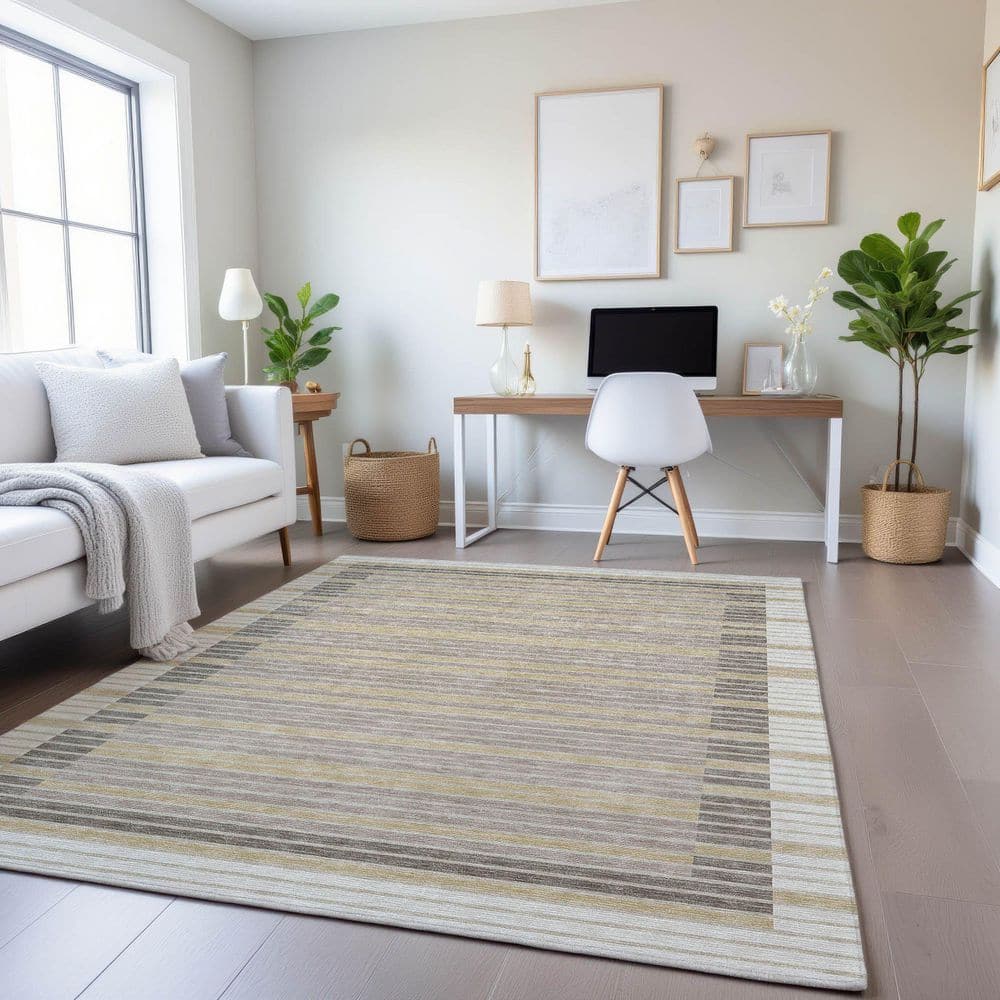 Mayfield Premium Machine Washable Abstract AMF1398 Ivory 9 ft. x 12 ft. Area Rug price history on PriceWatchPro