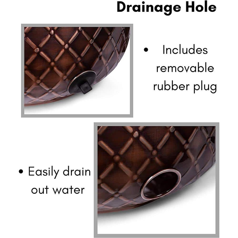 Copper Embossed Steel Decorative Water Hose Pot with Drainage Hole