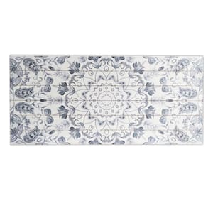 Gray Medallion Planked Wood Pattern Abstract Art Print 19 in. x 45 in.