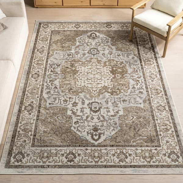 nuLOOM Cady Light Brown 9 ft. x 12 ft. Machine Washable Transitional Area Rug