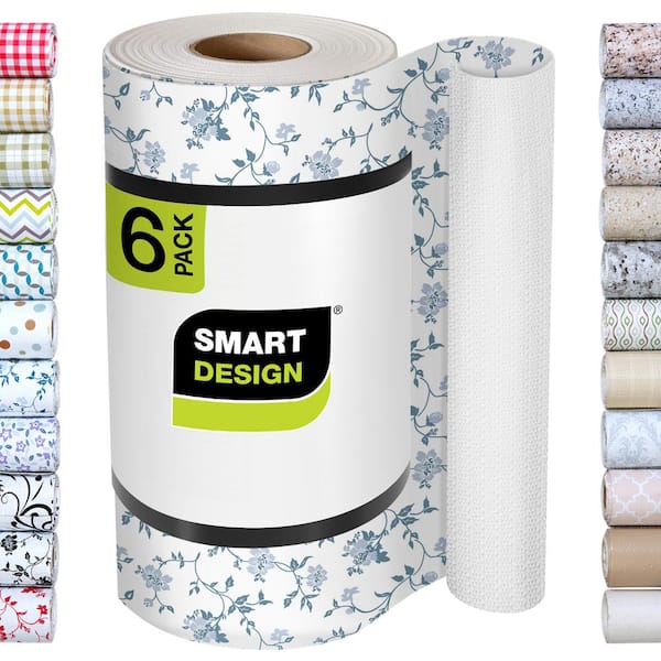 Smart Design Bonded Wisteria Blue 12 in. D x 720 in. L Solid Non-Slip, Drawer and Shelf Liners (6-Pack)