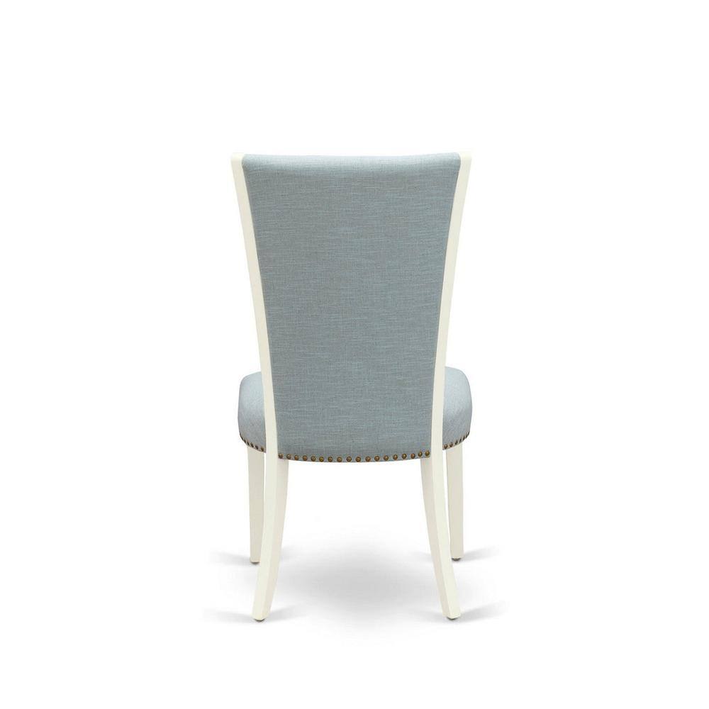Elegant Blue Linen Upholstered Parsons Side Chair with Wooden Legs