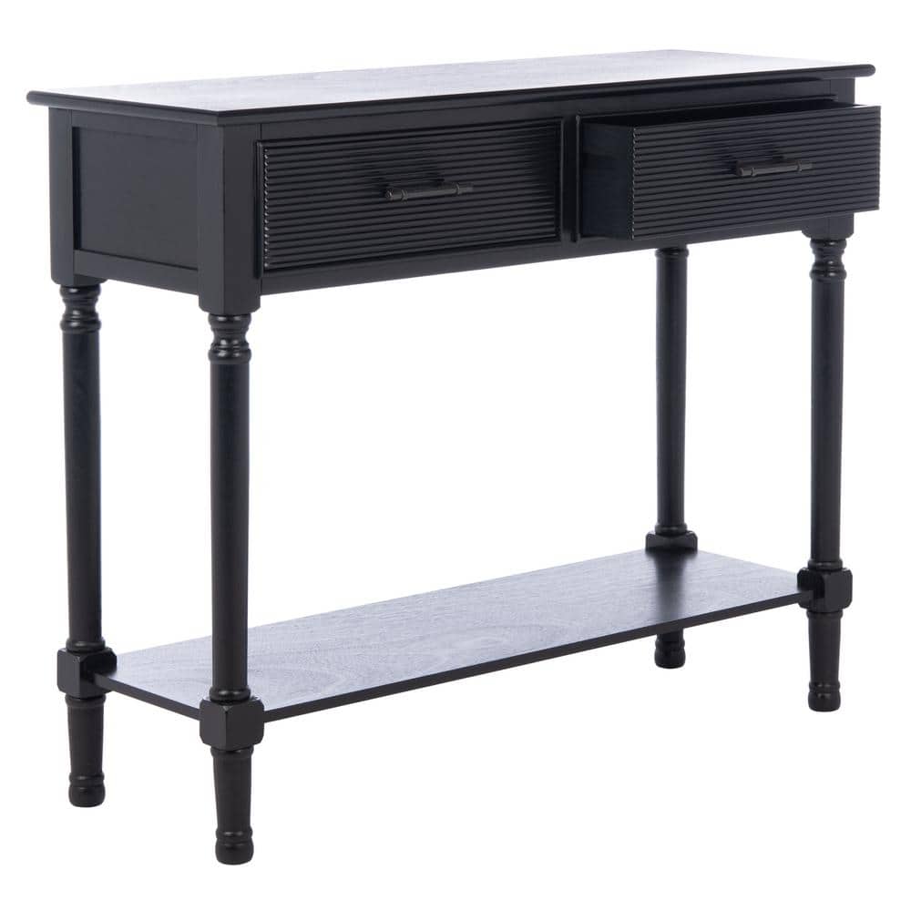 Ryder Black Striated 2-Drawer Console Table with Storage