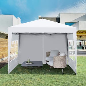 Outdoor 10 ft. x 10 ft. Pop Up Gazebo Sky Tent Removable, 2-Piece Side Walls with Window, Comes with Carry Bag, White