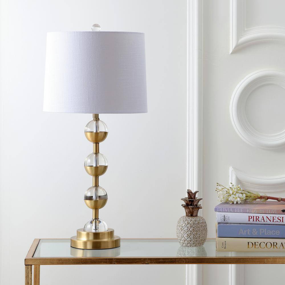 Avery 27.5" Crystal and Brass Gold Table Lamp Set