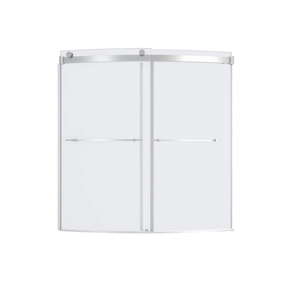 American Standard Ovation Curve 60 in. W x 60 in. H Sliding Frameless Tub Door in Silver Shine -  AM00843400.213