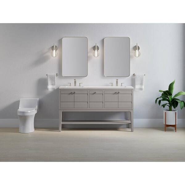 KOHLER Helst 60 in. W x 18 in. D x 36 in. H Double Sink Freestanding Bath Vanity in Mohair Grey with Quartz Top