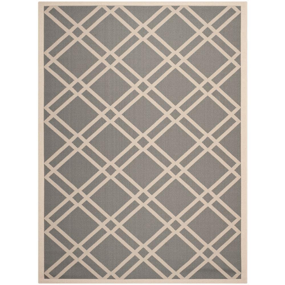 Anthracite & Beige Reversible Outdoor Rug, 9' x 12', Easy Care