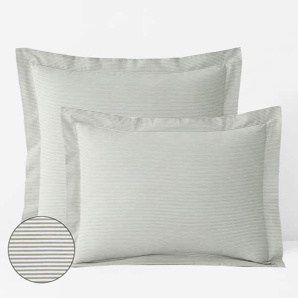 Company Cotton Stripe Yarn-Dyed Stripe Green Cotton Percale Standard Sham
