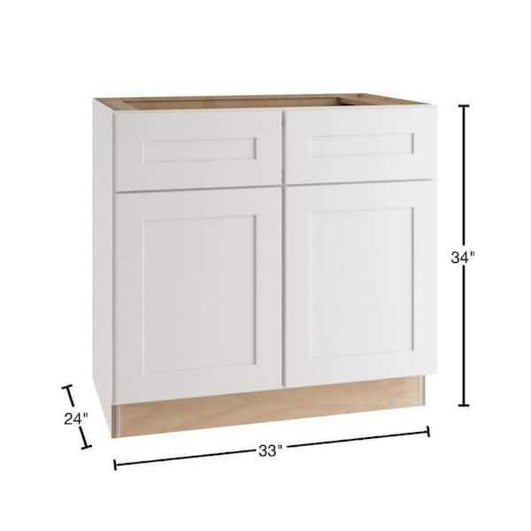 Home Decorators Collection Newport Pacific White Plywood Shaker Assembled  Drawer Base Kitchen Cabinet 3 Drawer Sft Cl 24 in W x 24 in D x 34.5 in H