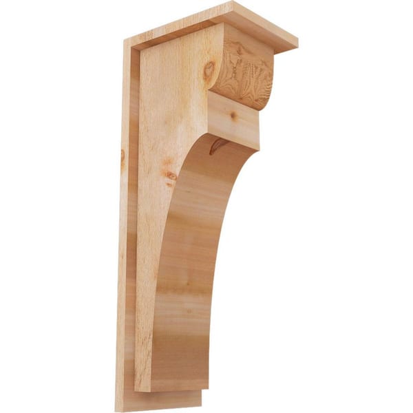 Ekena Millwork 8 in. x 10 in. x 26 in. Western Red Cedar Yorktown Rough Sawn Corbel with Backplate