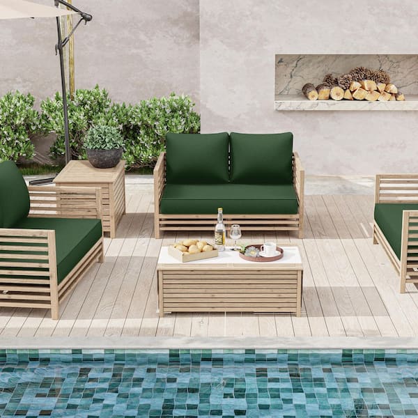 46 in. x 26 in. Outdoor Patio Replacement Loveseat Cushion Set with Backrest Green