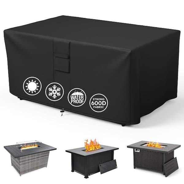 44 in. Rectangular Fire Pit Cover, Heavy Duty 600D Waterproof Outdoor Fire Pit Table Cover, Rip-Proof Fade Resistant